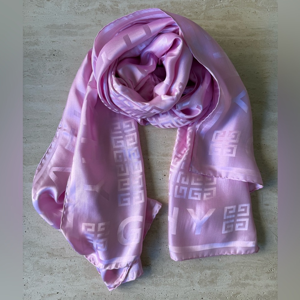 New Givenchy Silk Pink Large Scarf/Shawl - Picture 2 of 8